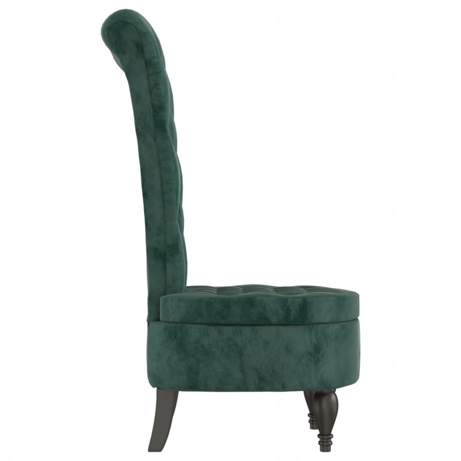 Sillón de respaldo alto con botones terciopelo verde