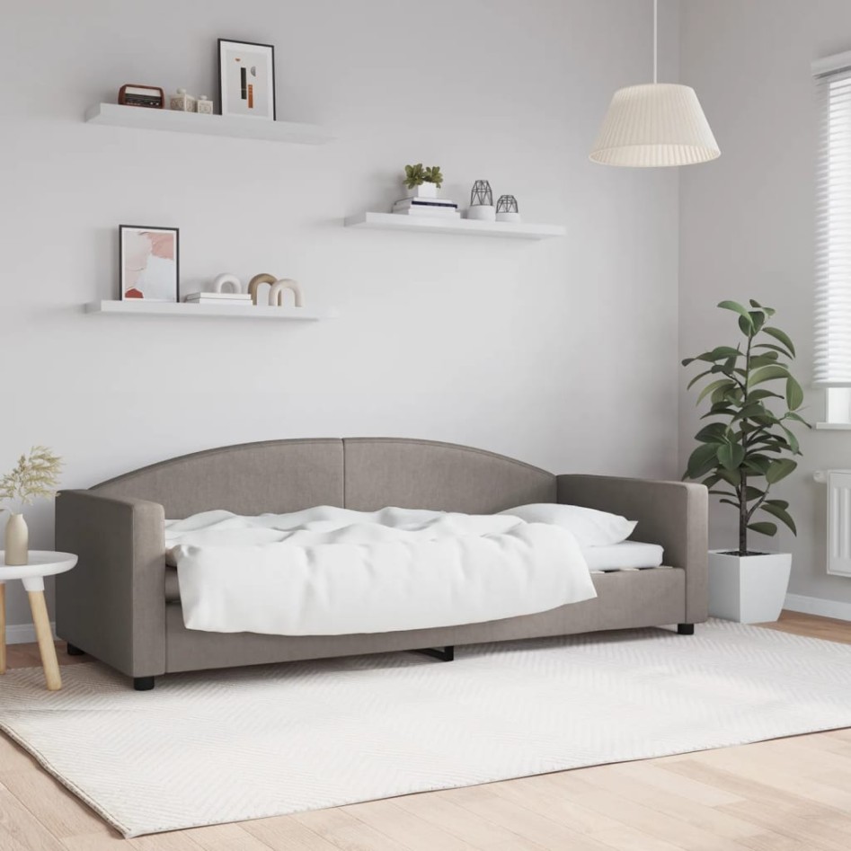 Sofá cama sin colchón tela gris taupe 80x200
