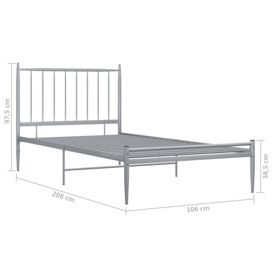 Estructura de cama de metal gris 100x200