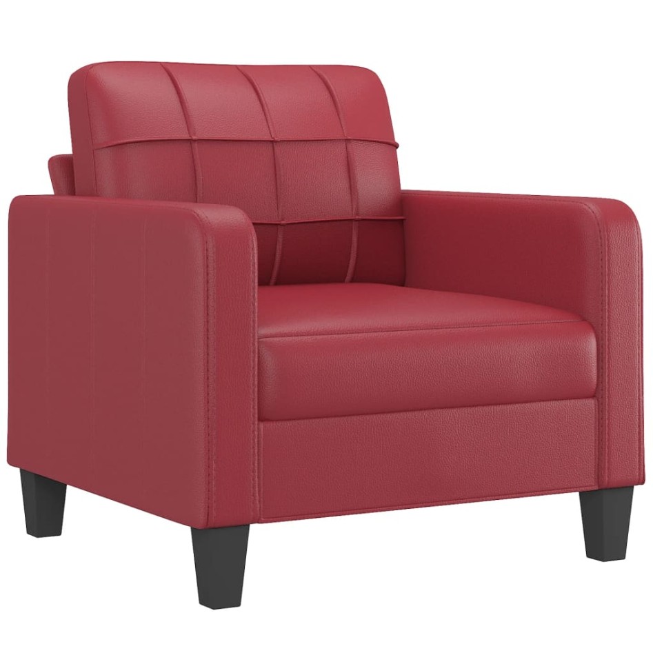 Sillón cuero sintético rojo tinto 60