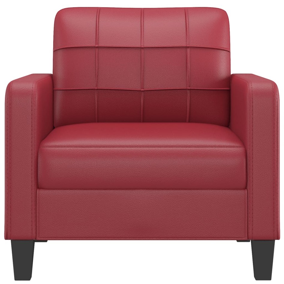Sillón cuero sintético rojo tinto 60