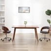 Silla de comedor giratoria de madera curvada y tela gris