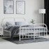 Estructura cama metal con cabecero y estribo blanco 150x200