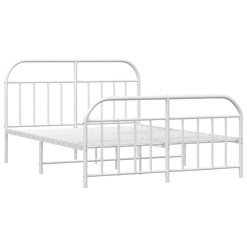 Estructura cama metal con cabecero y estribo blanco 150x200