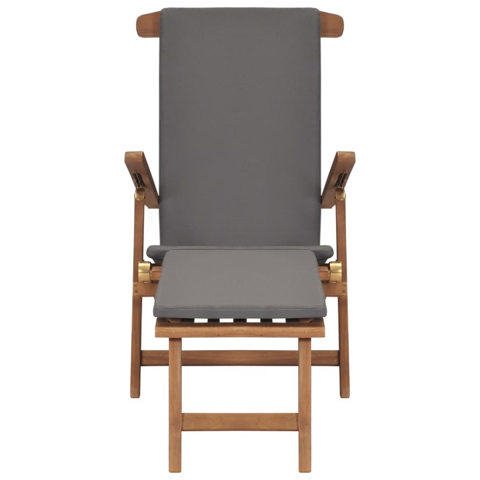Tumbona con cojín gris oscuro madera maciza de