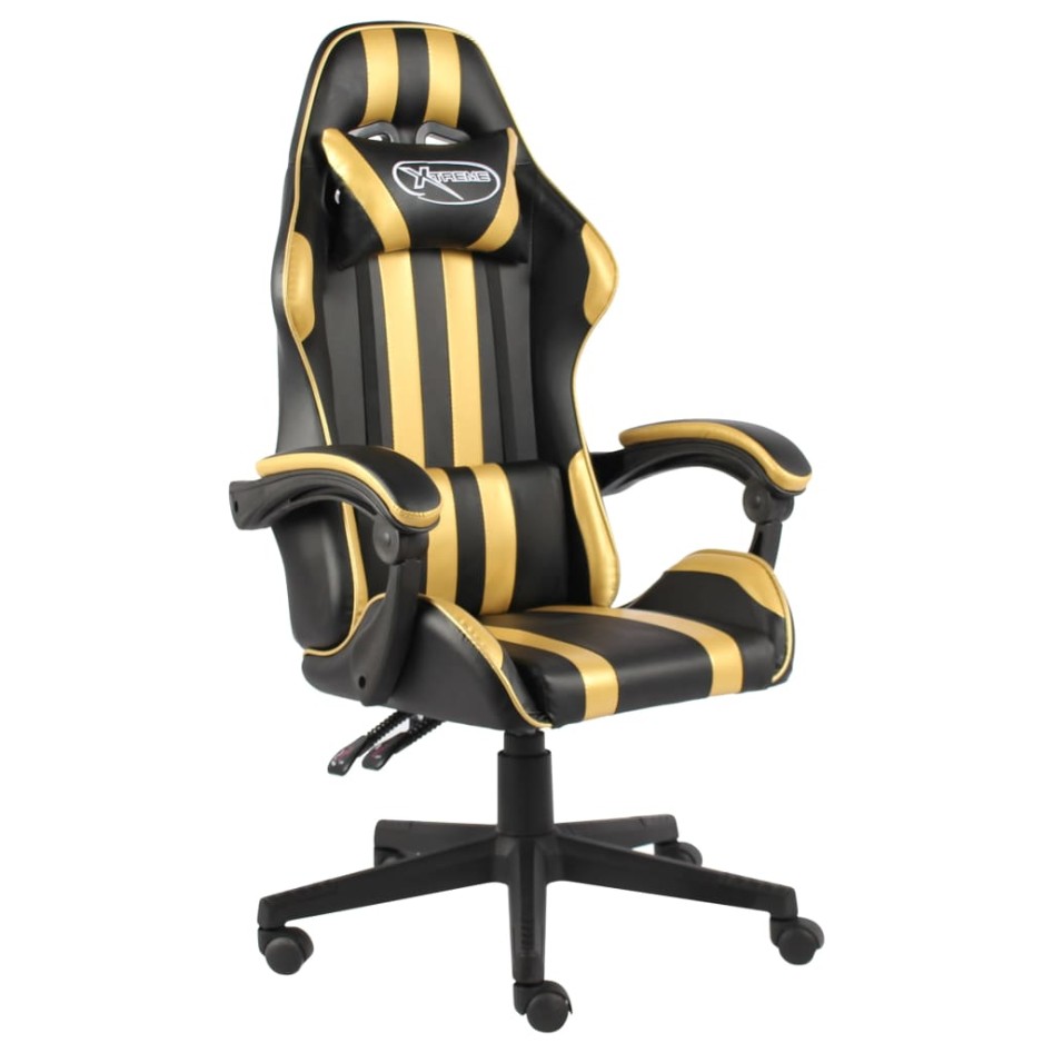 Silla gaming de cuero sintético negro y