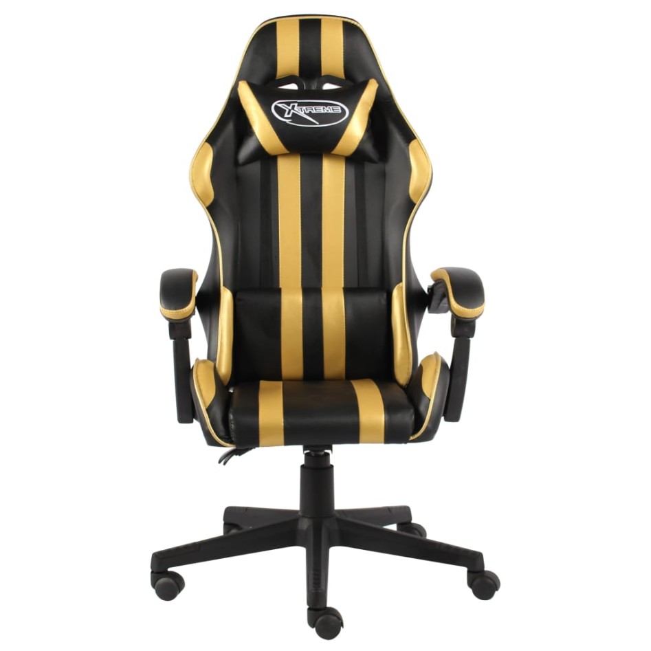 Silla gaming de cuero sintético negro y