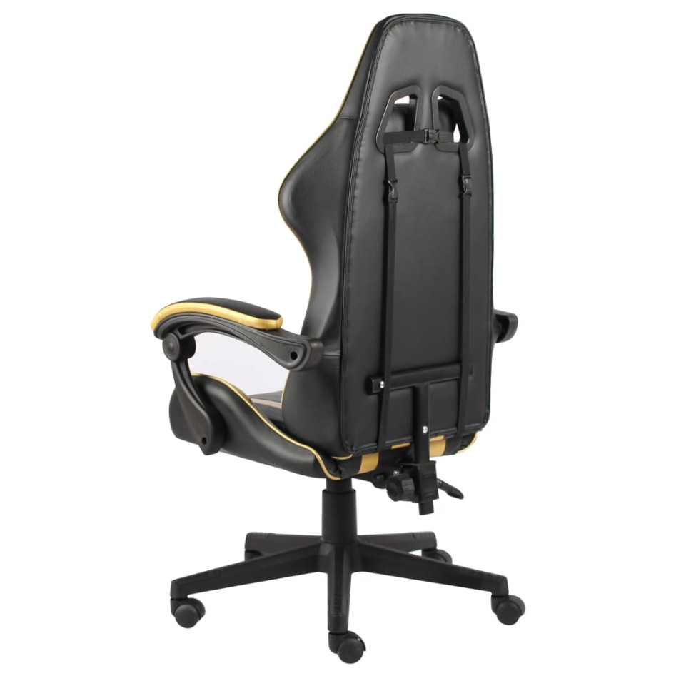Silla gaming de cuero sintético negro y