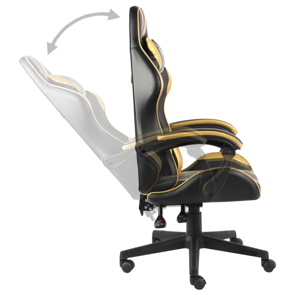 Silla gaming de cuero sintético negro y