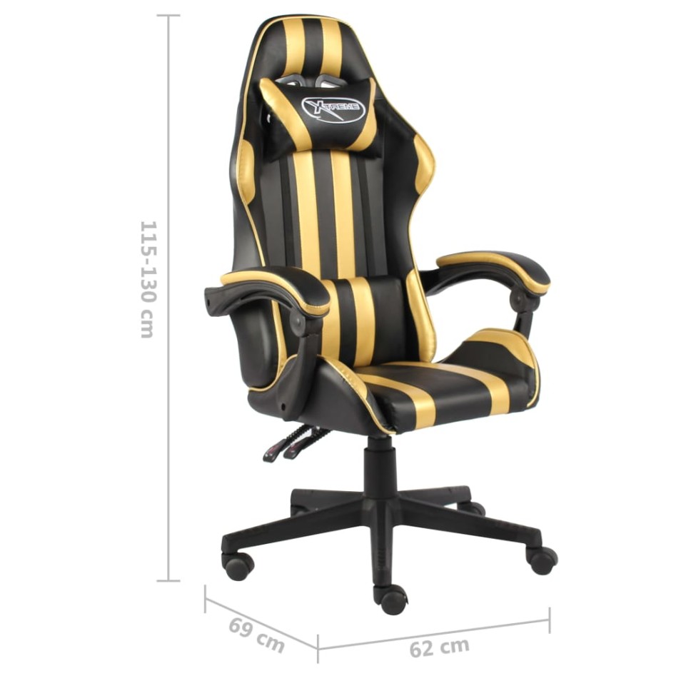 Silla gaming de cuero sintético negro y
