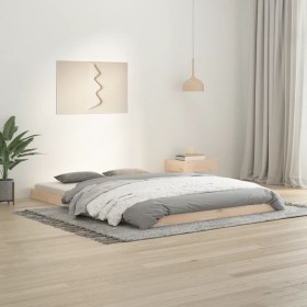 Estructura de cama sin colchón madera de pino blanca 140x200