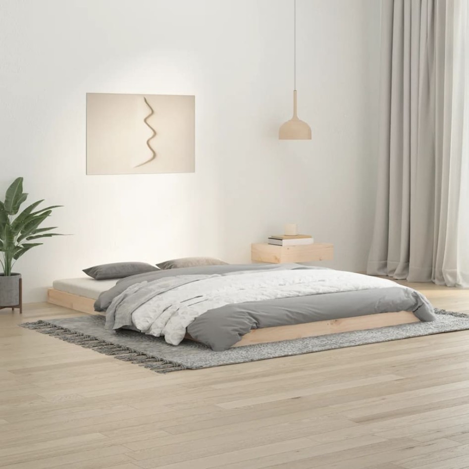 Estructura de cama sin colchón madera de pino blanca 140x200