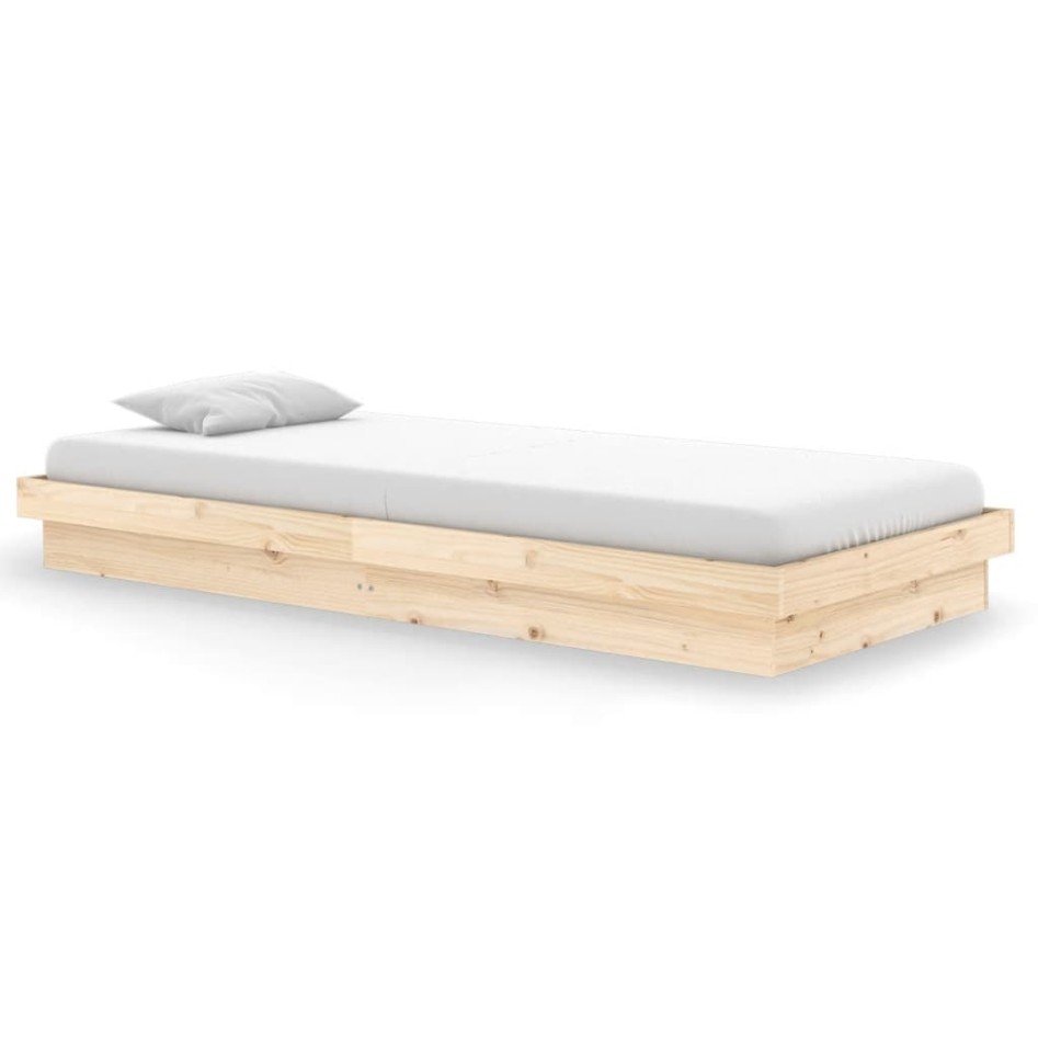 Estructura de cama de madera maciza 90x200