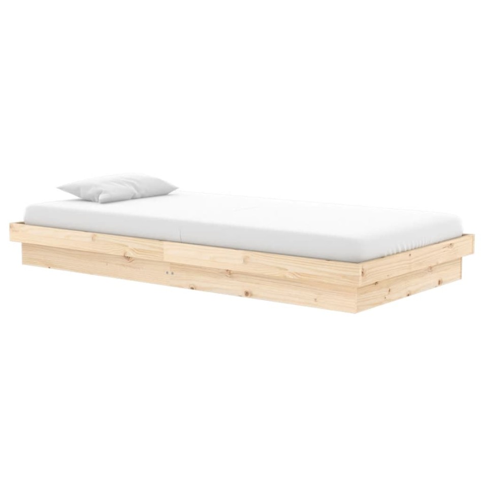 Estructura de cama de madera maciza 90x200