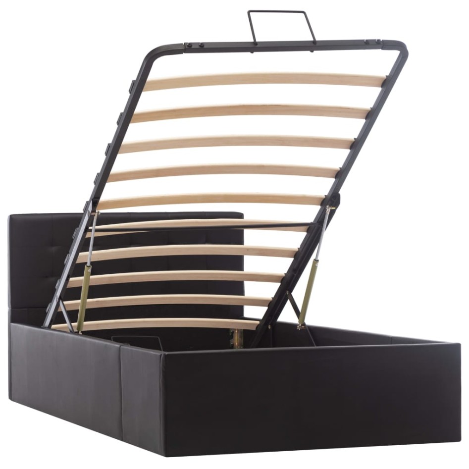 Cama canapé hidráulica cuero sintético negro 90x200