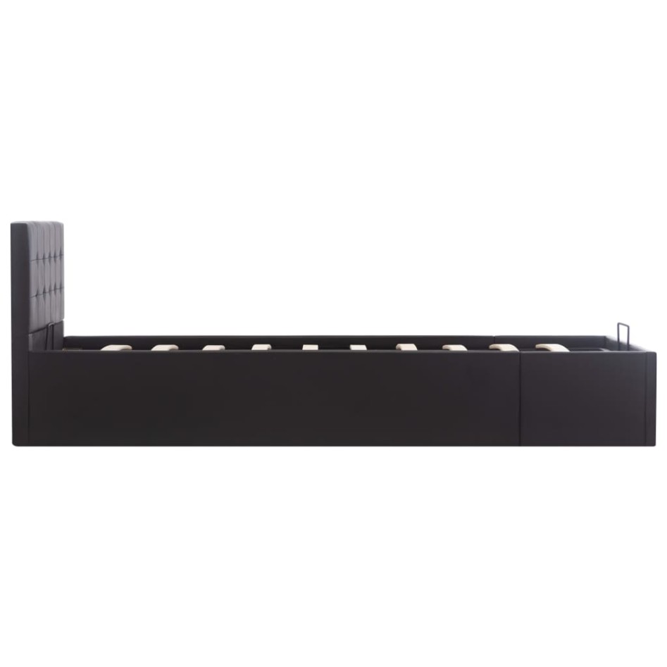 Cama canapé hidráulica cuero sintético negro 90x200