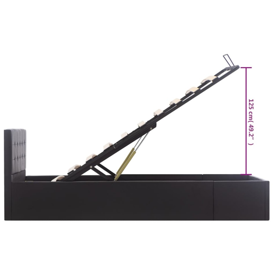 Cama canapé hidráulica cuero sintético negro 90x200