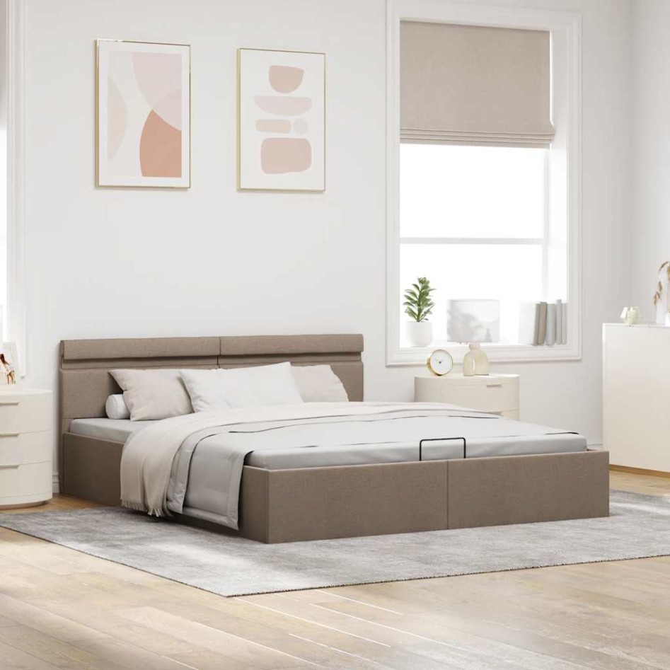 Cama canapé hidráulica almacenaje sin colchón taupe 160x200