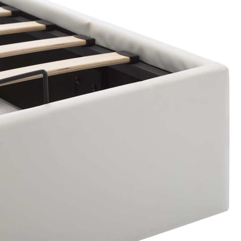 Cama canapé hidráulica cuero sintético blanco 140x200