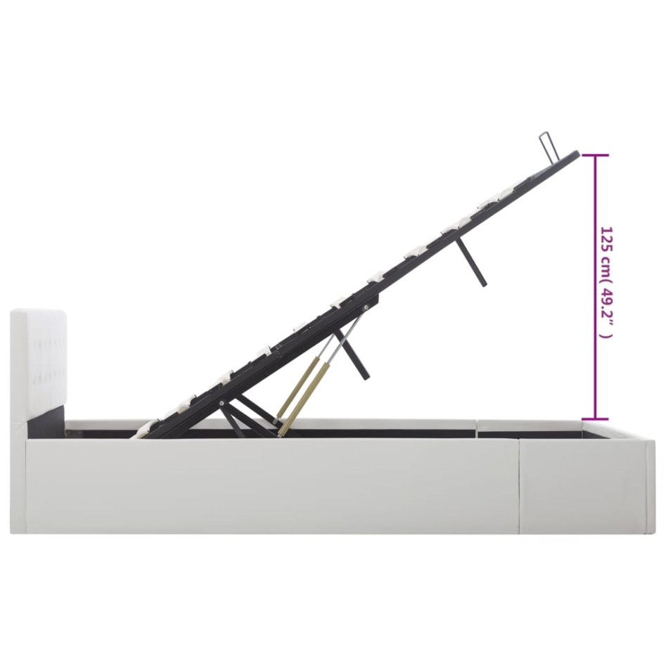 Cama canapé hidráulica cuero sintético blanco 140x200