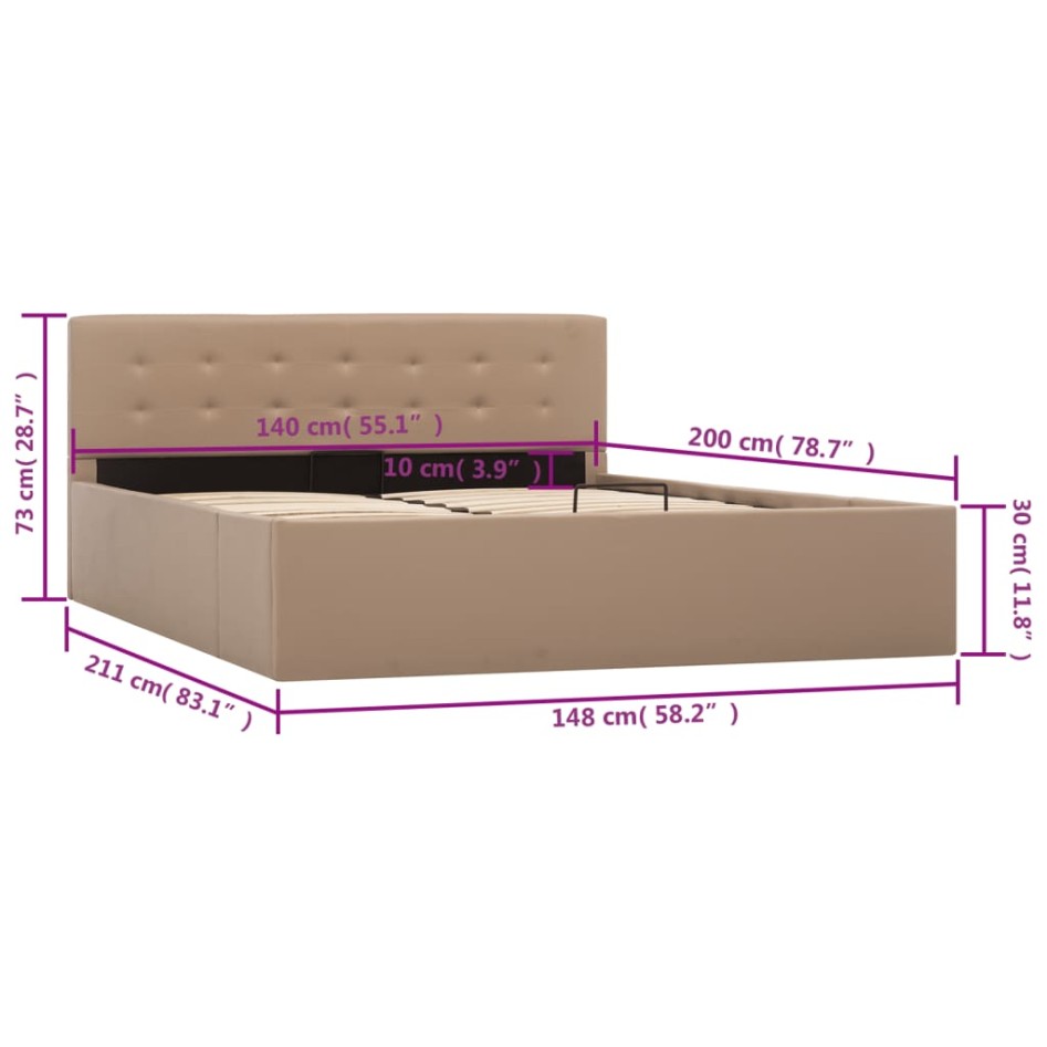 Cama canapé hidráulica sin colchón capuchino 140x200