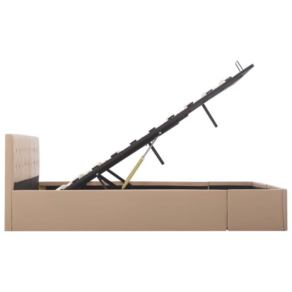 Cama canapé hidráulica cuero sintético capuchino 180x200