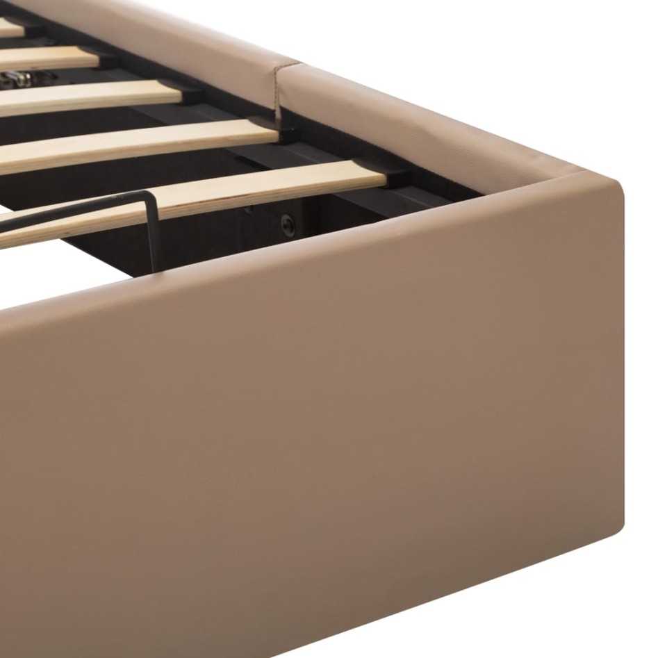 Cama canapé hidráulica cuero sintético capuchino 180x200