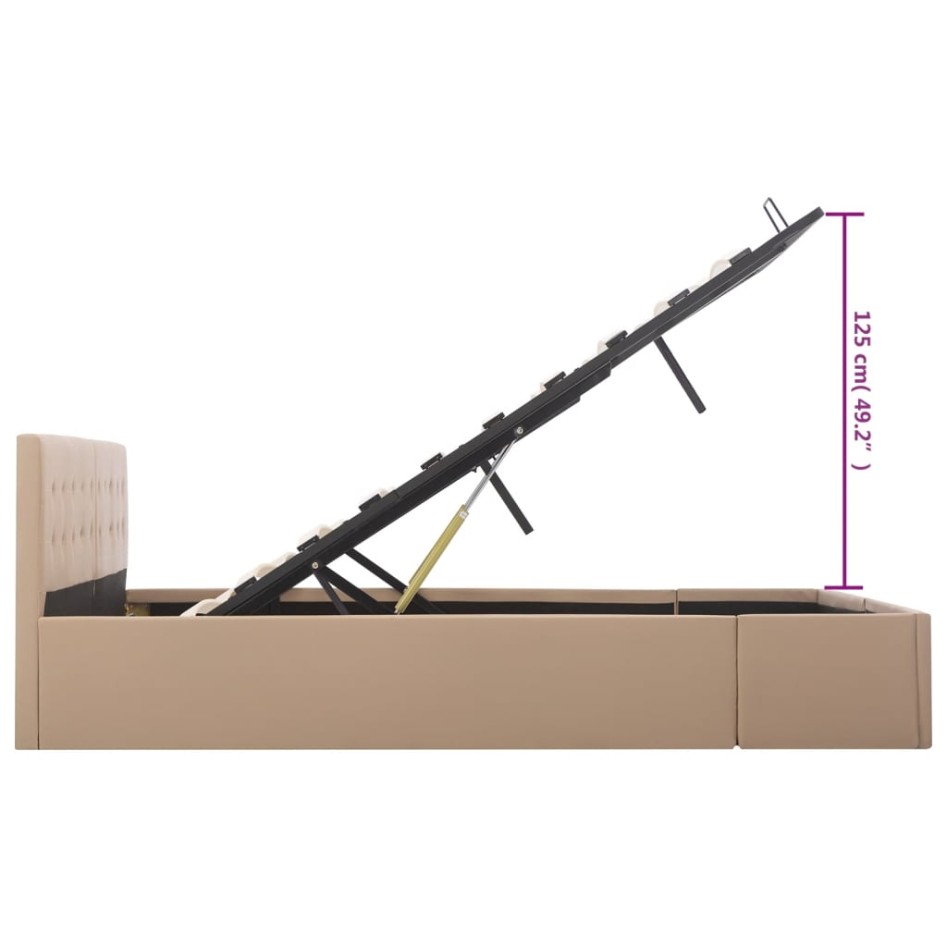 Cama canapé hidráulica cuero sintético capuchino 180x200