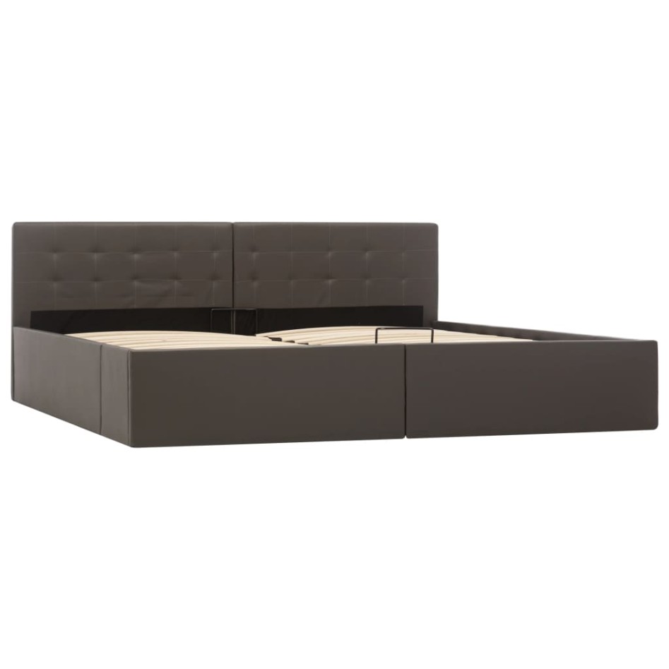 Cama canapé hidráulica cuero sintético gris 180x200