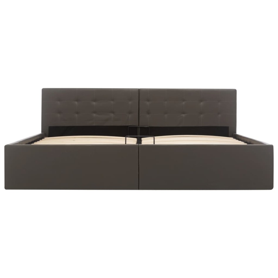 Cama canapé hidráulica cuero sintético gris 180x200