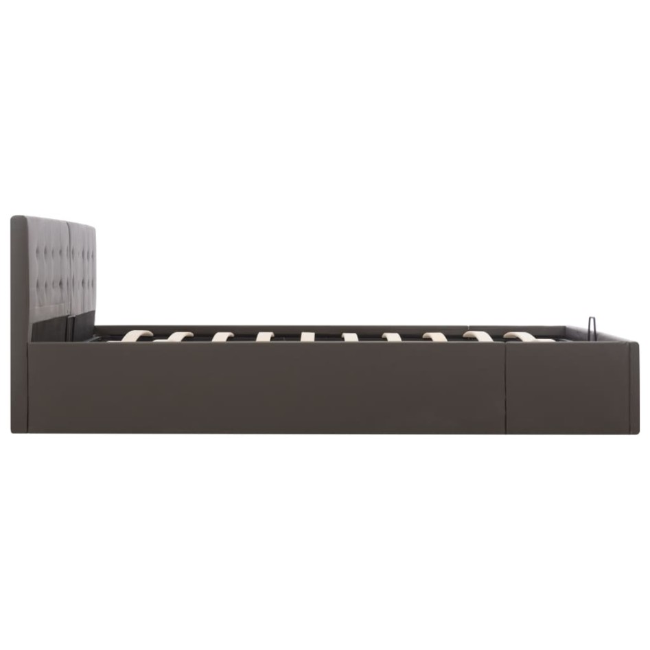 Cama canapé hidráulica cuero sintético gris 180x200