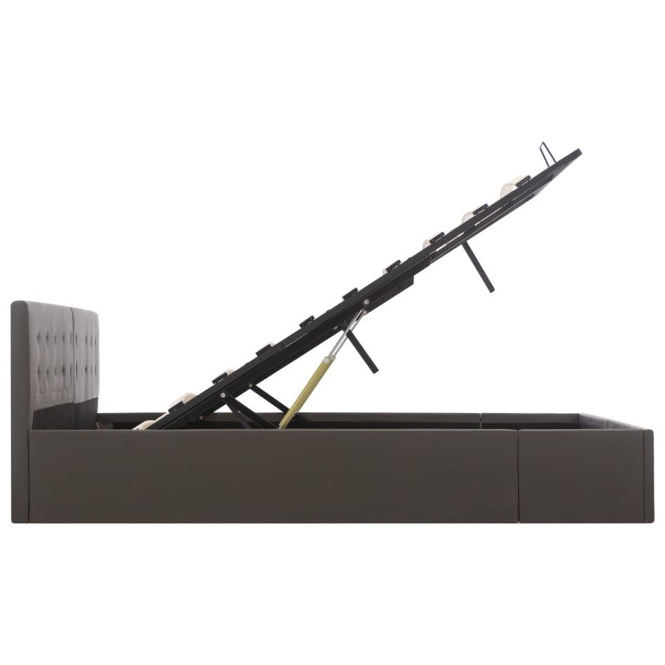 Cama canapé hidráulica cuero sintético gris 180x200