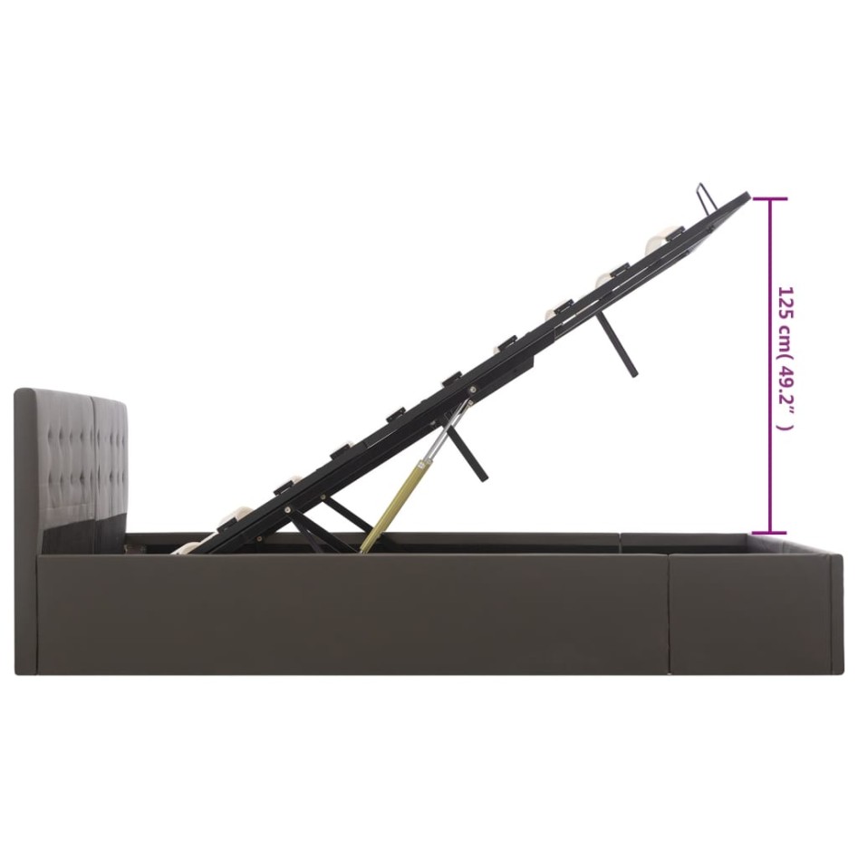 Cama canapé hidráulica cuero sintético gris 180x200