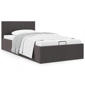 Cama canapé hidráulica almacenaje tela gris oscuro 100x200