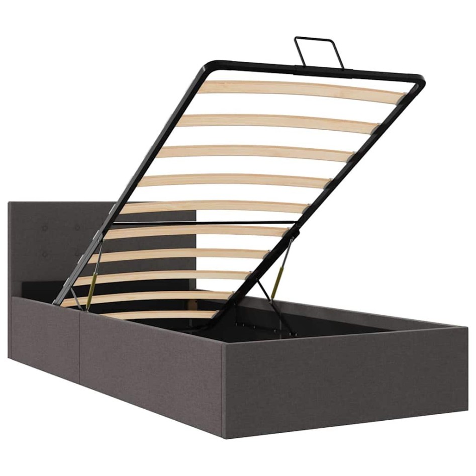 Cama canapé hidráulica almacenaje tela gris oscuro 100x200