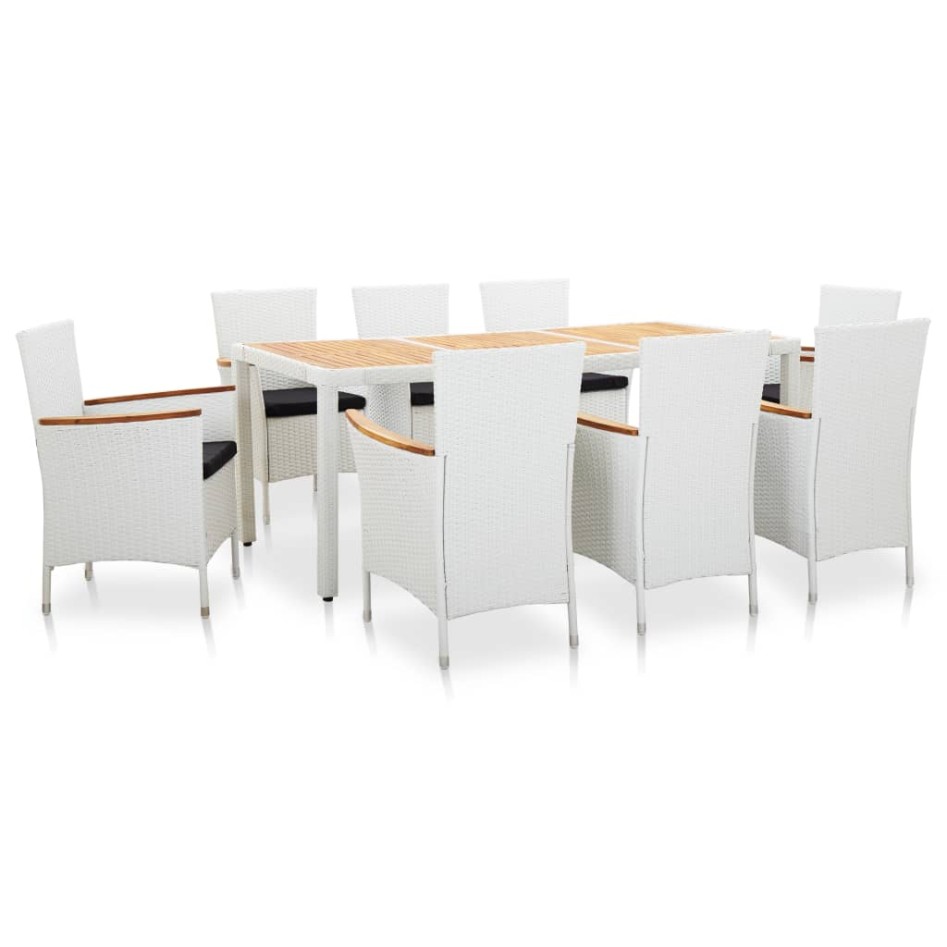 Conjunto de comedor de jardín 9 piezas ratán sintético