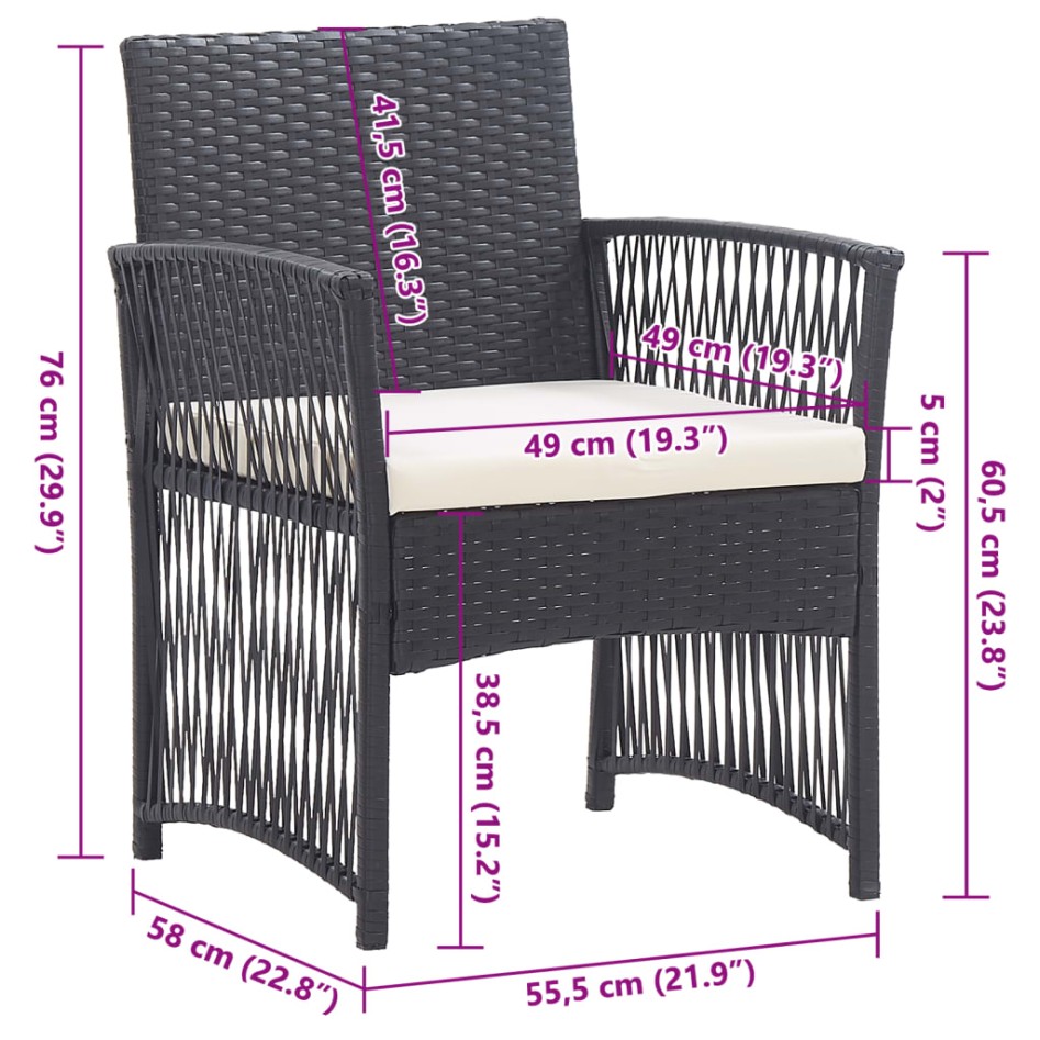 Sillones de jardín con cojines 2 unidades ratán sintético