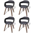 Sillas de comedor 4 uds madera curvada cuero sintético negro
