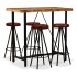 Set muebles de bar 5 pzas madera maciza reciclada cuero