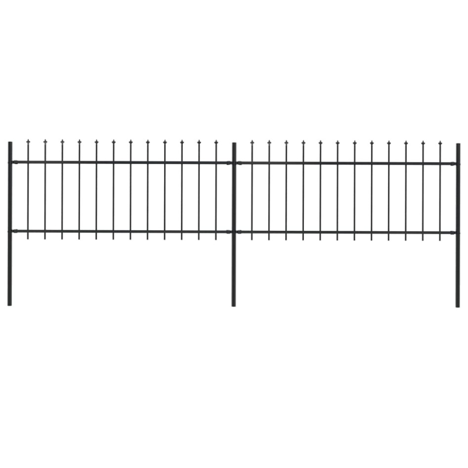 Valla de jardín con puntas de lanza acero negro 3,4x0,8