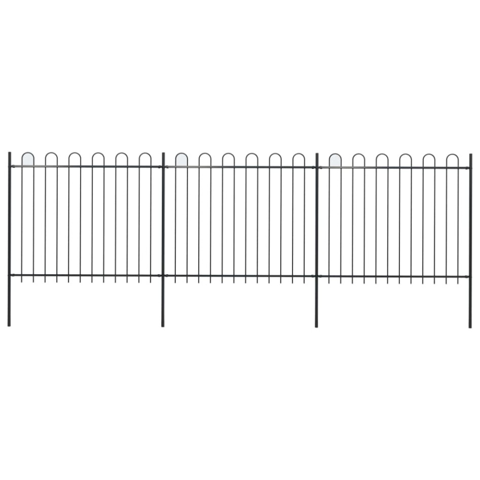 Valla de jardín con puntas de aro acero negro 5,1x1,5