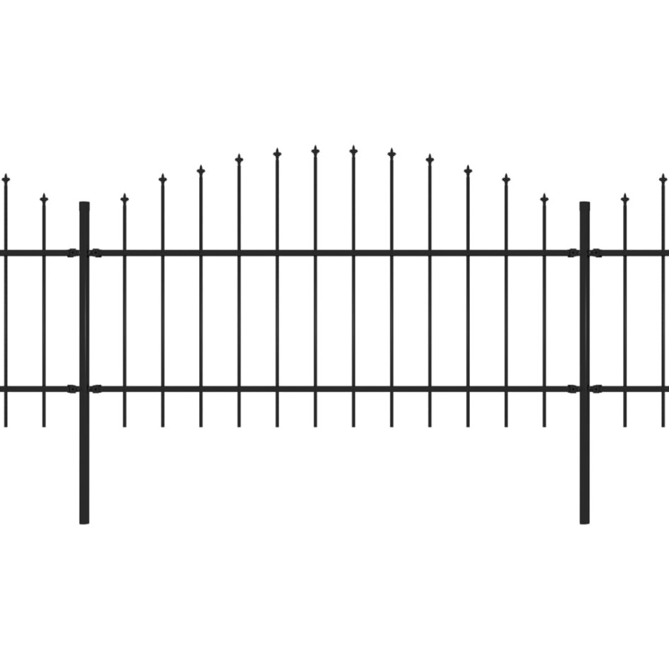 Valla de jardín con puntas de lanza acero negro (1-1,25)x8,5