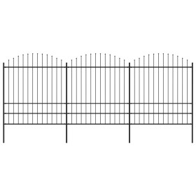 Valla de jardín con puntas de lanza acero negro (1,75-2)x5,1