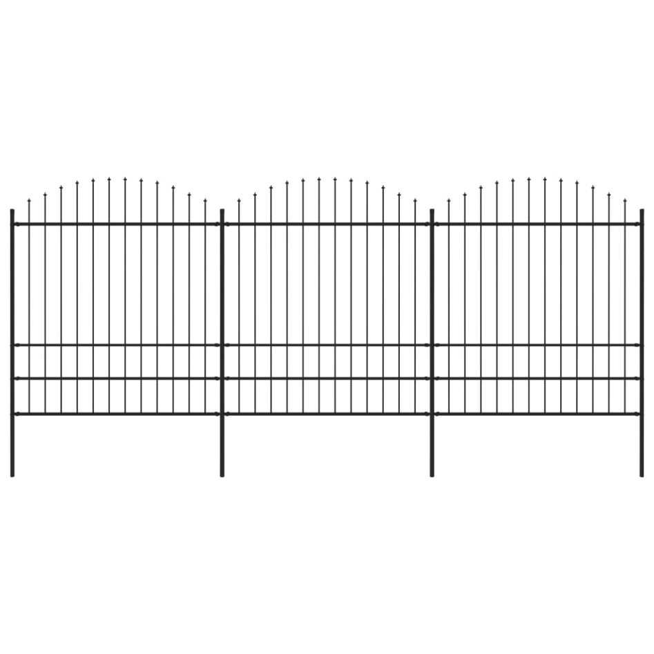 Valla de jardín con puntas de lanza acero negro (1,75-2)x5,1
