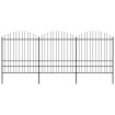 Valla de jardín con puntas de lanza acero negro (1,75-2)x5,1 m