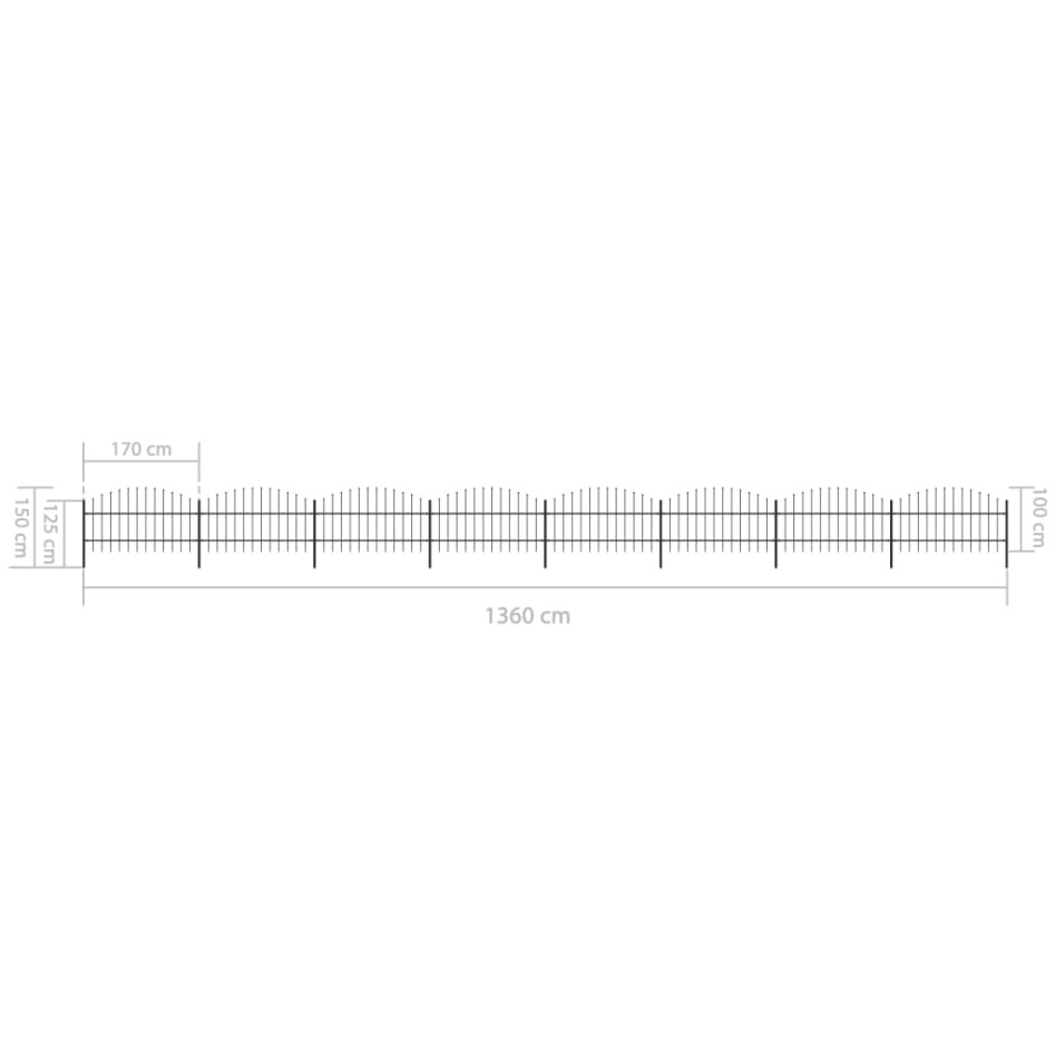 Valla de jardín con puntas de lanza acero negro 13,6