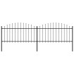 Valla de jardín con puntas de lanza acero negro (1,25-1,5)x3,4m