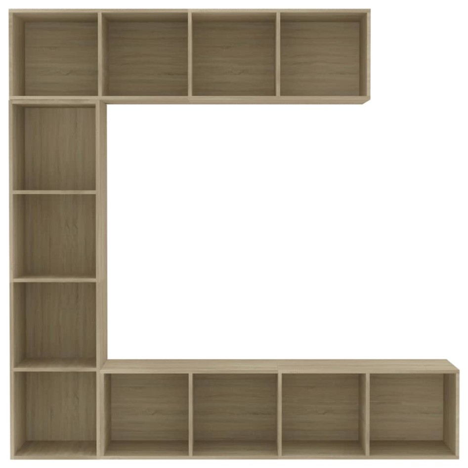 Mueble de TV y librería 3 piezas roble Sonoma 180x30x180