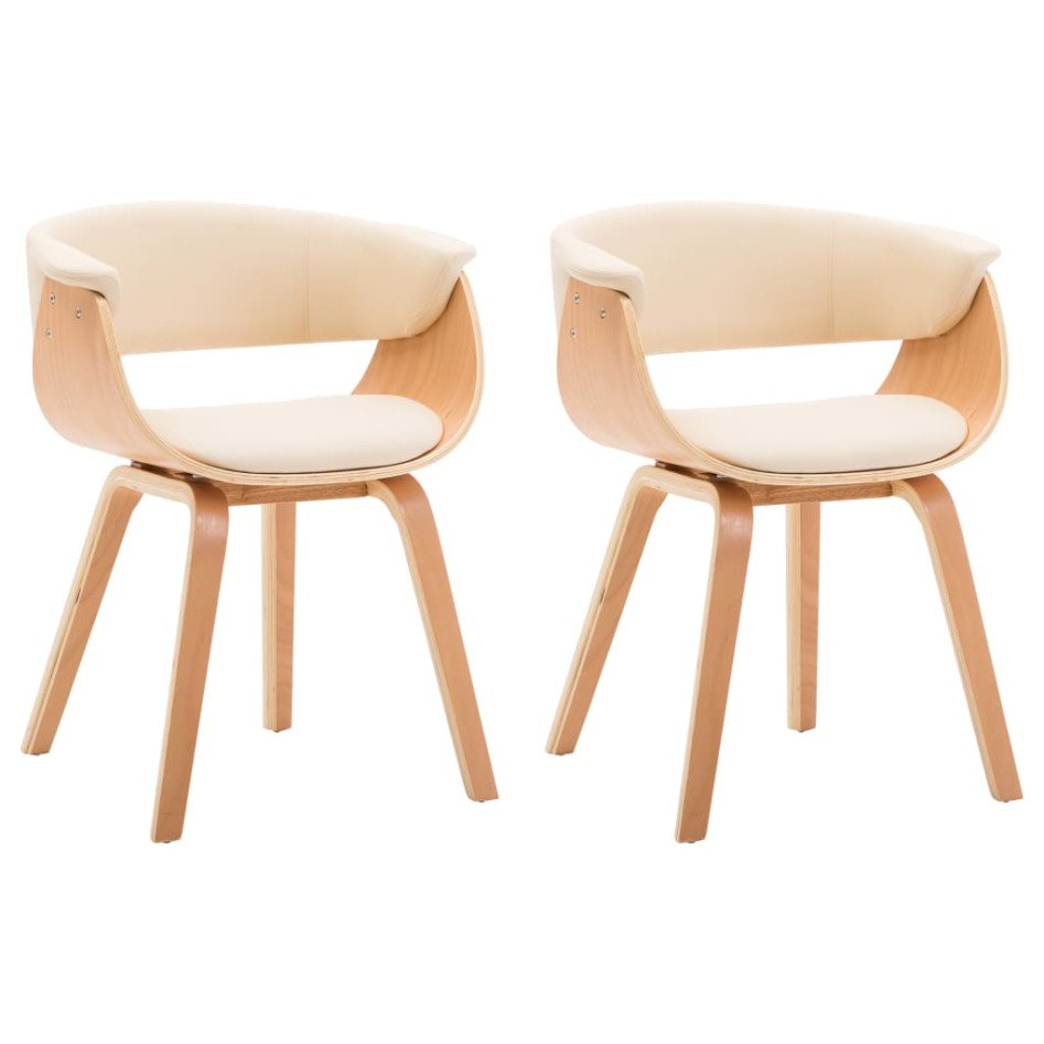 Sillas de comedor 2 uds madera curvada y cuero sintético