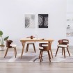 Sillas de comedor 4 uds madera curvada y cuero sintético crema